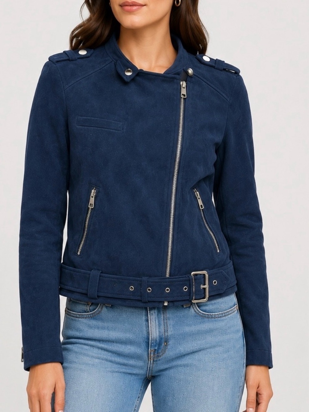 Banana Republic Faux Suede Moto jacket-Medium Petite-like new